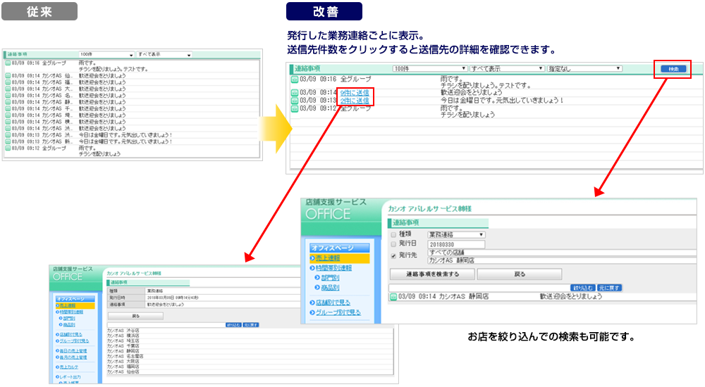 連絡事項の表示方法改善の画像