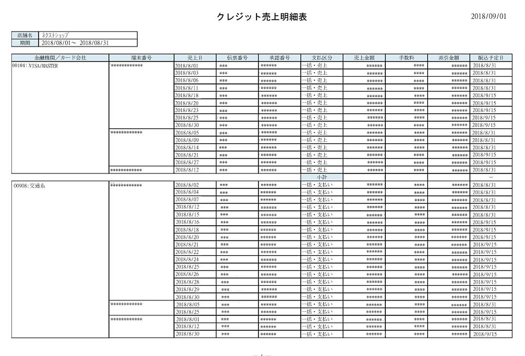 クレジット売上明細 PDF